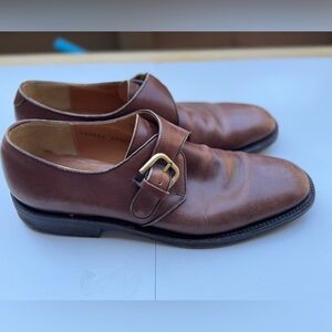 Salvatore Ferragamo Tramezza Men’s Brown Leather Monk Strap Shoes Made in Italy